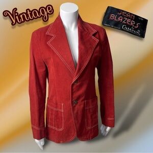 70s Campus Jean Blazer Retro Denim Lined Utility Blazer Jacket Coat Size 8